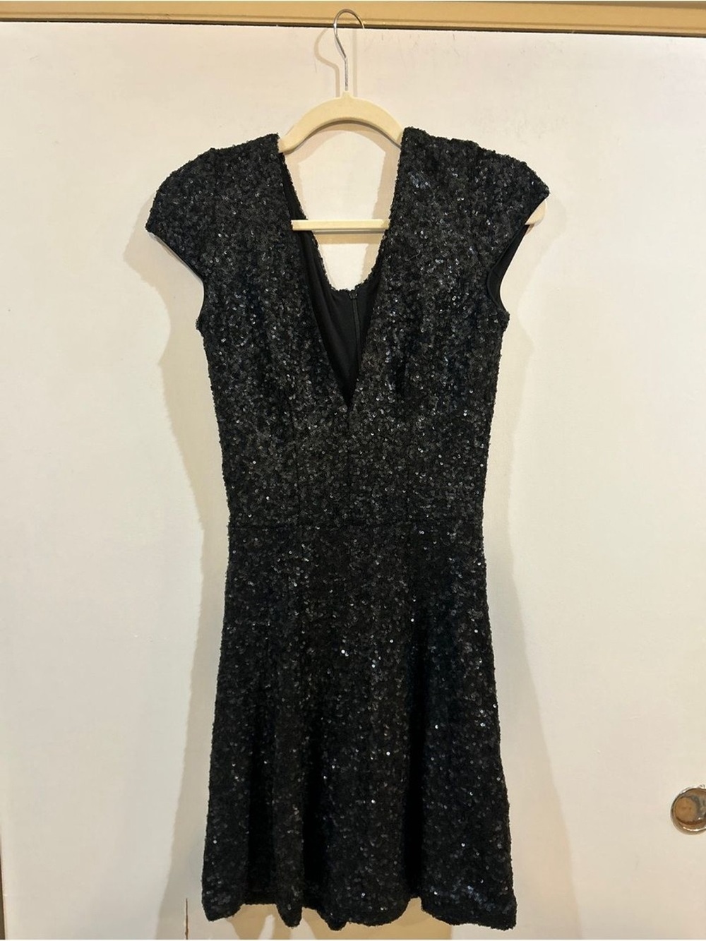 Dress the Population Black Sequin V-Neck Mini Dress
